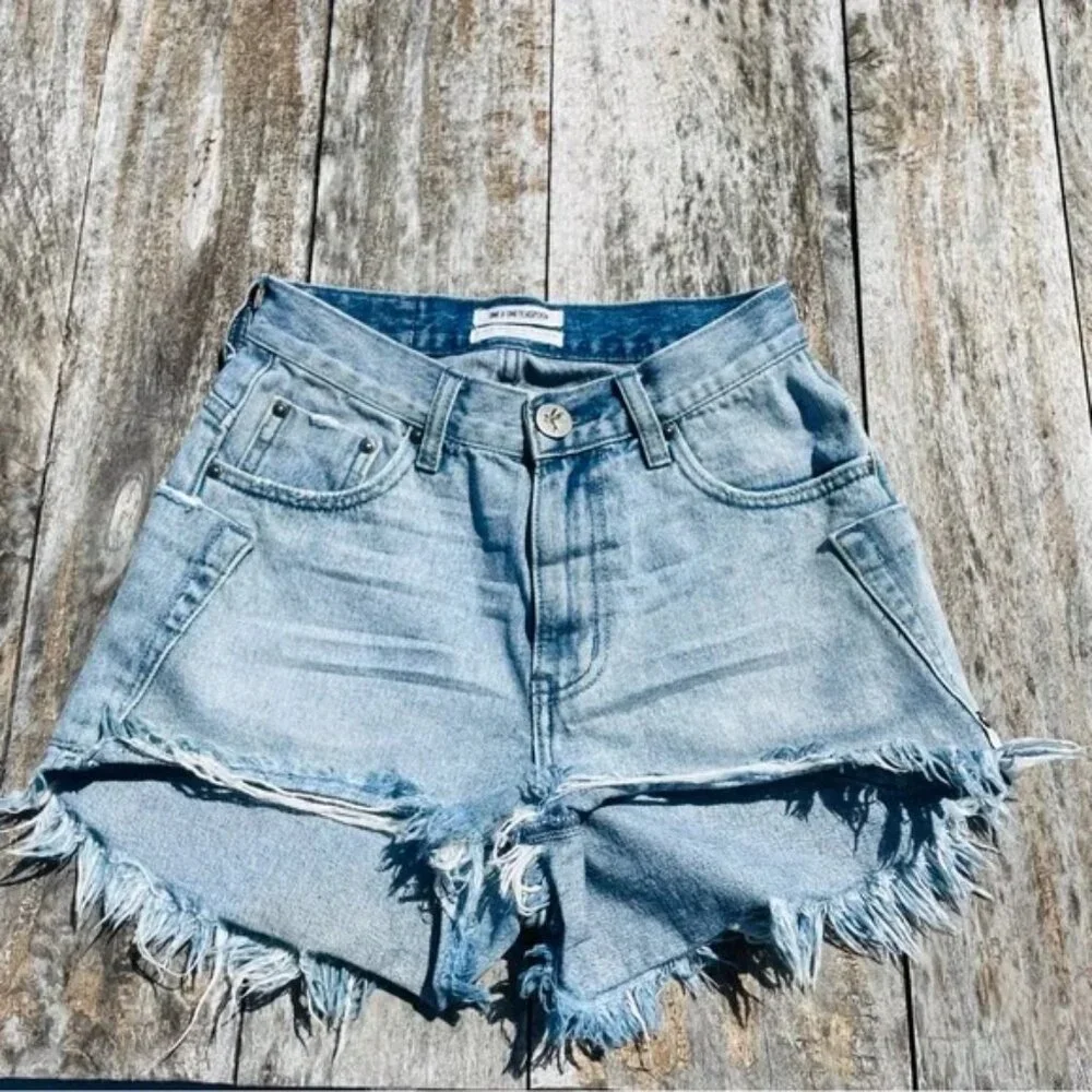 ONE by One Teaspoon X^x Shorts HIGH WAIST BONITA HIGH WAISTED SLIM FIT RAW Hem